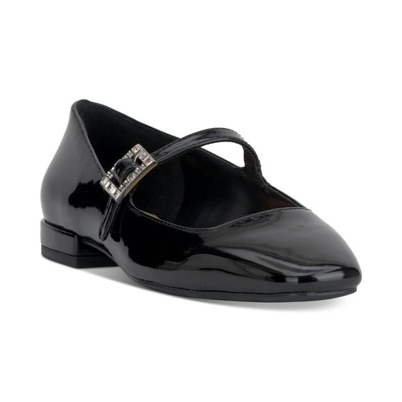 On 34th Womens Saadet Rhinestone Buckle Mary Jane Flats Black 8 MSRP $79 - Picture 3 of 6